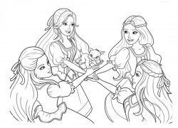 Desenho de Barbie com amiga para colorir