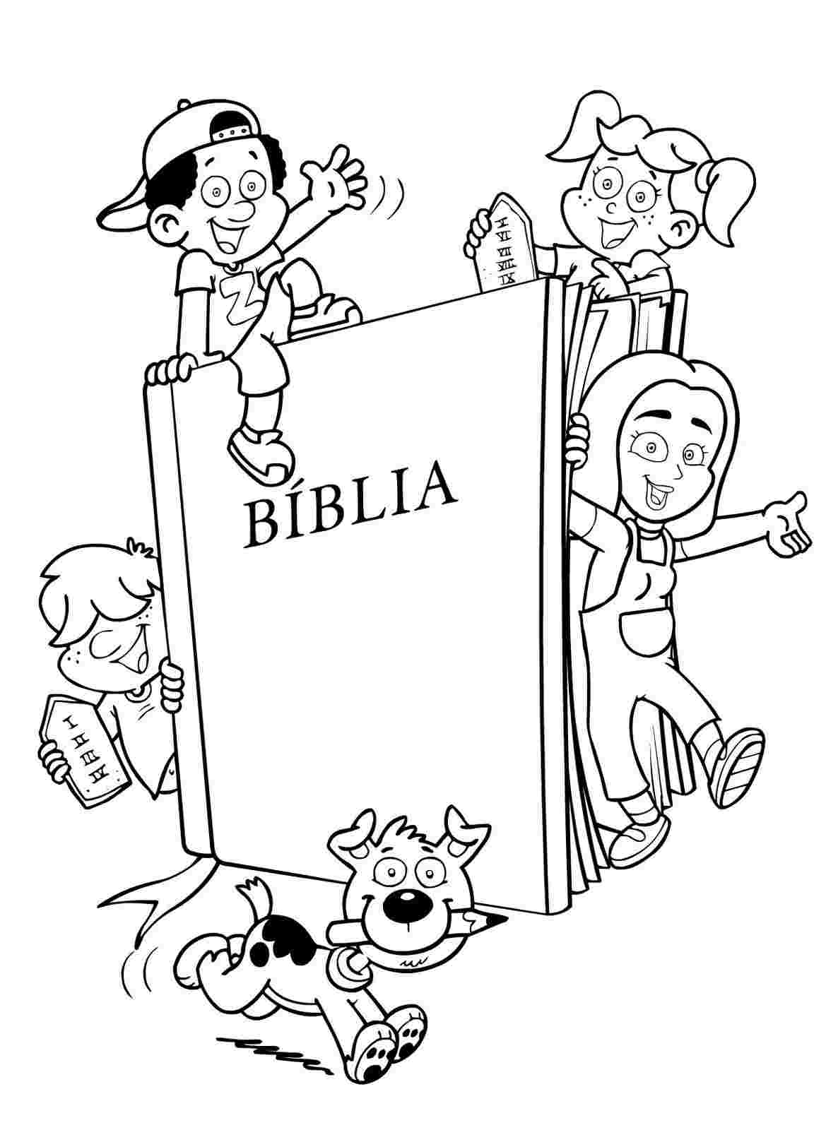 Crianças Com a Bíblia – Desenhos para Colorir