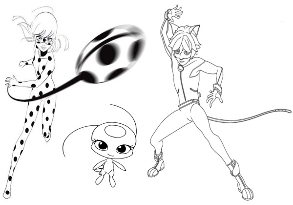 Ladybug e Cat Noir em Ação! – Desenhos para Colorir