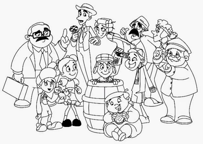Desenho de Personagens da vila do Chaves para colorir - Tudodesenhos