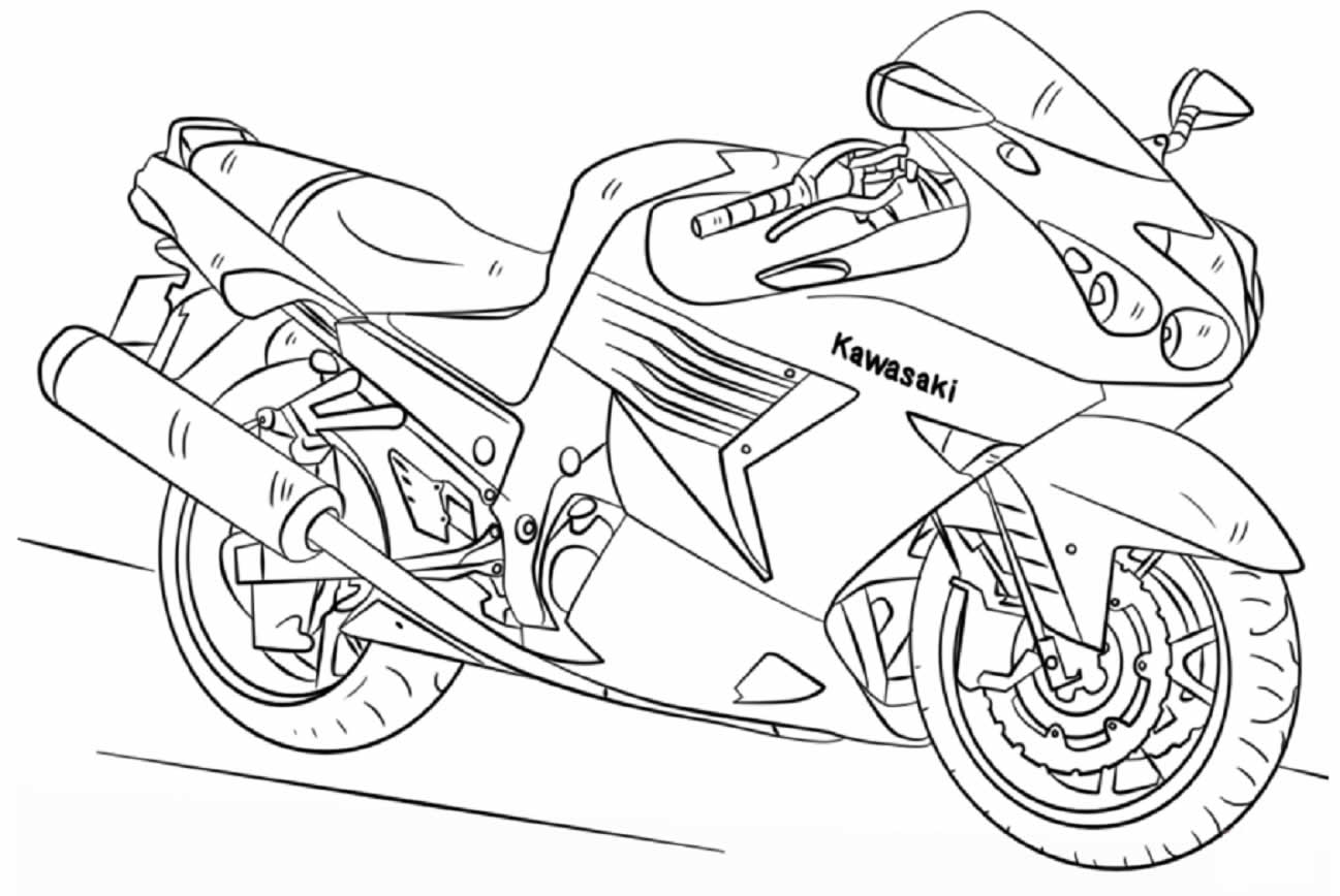 Desenhos para colorir de desenho de uma moto de corrida com seu