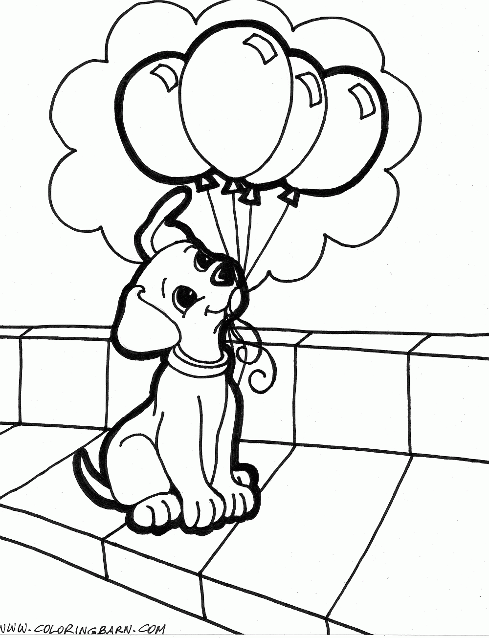 Cachorro com balões – Desenhos para Colorir