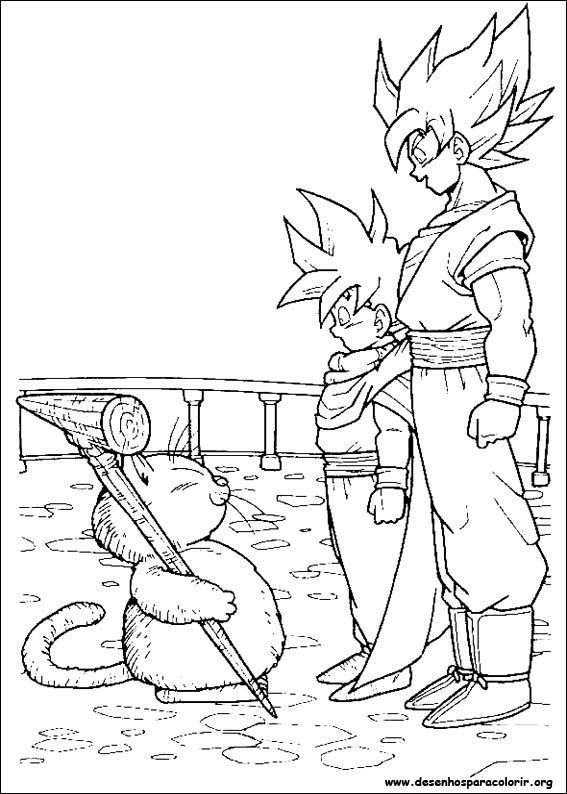 Goku pequeno e Bastão – Desenhos para Colorir, desenho de goku pequeno