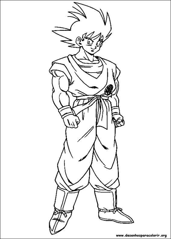 Goku pequeno e Bastão – Desenhos para Colorir